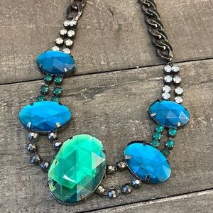 Elegant Blue and Green Statement Necklace
